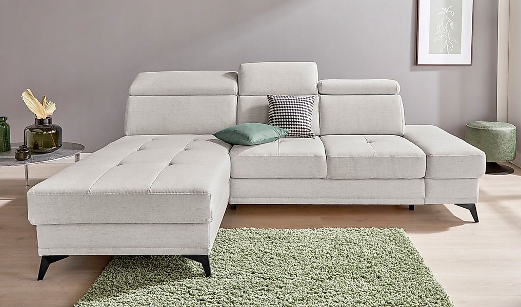 INOSIGN Ecksofa "Cardiz L-Form", inkl.Kopfteilverstellung und Federkern wah günstig online kaufen