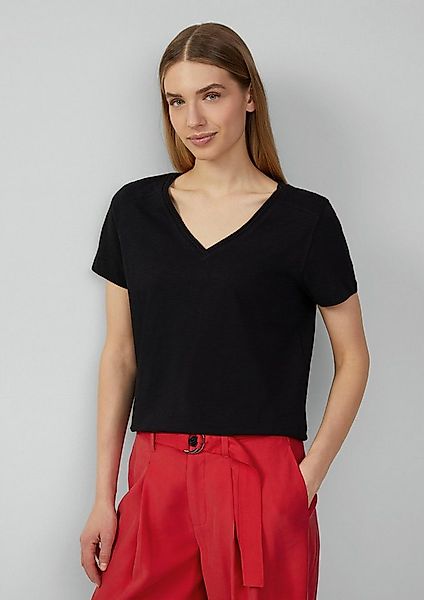 s.Oliver Kurzarmshirt T-Shirt T-Shirt aus Flammgarn mit V-Ausschnitt günstig online kaufen