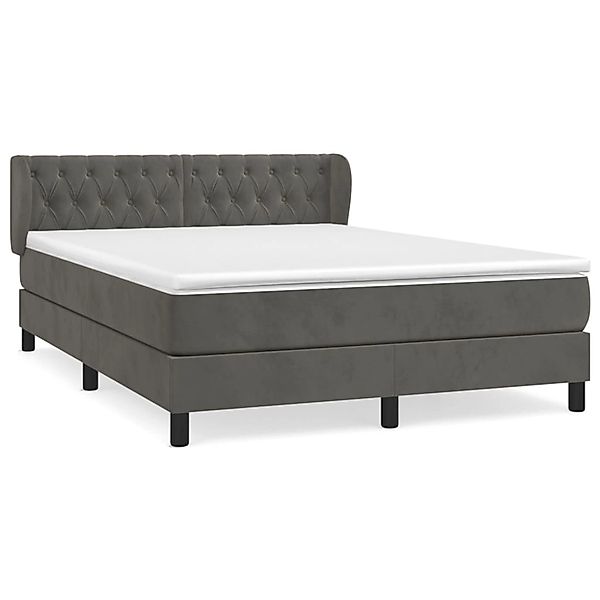 vidaXL Boxspringbett mit Matratze Dunkelgrau 140x200 cm Samt1469800 günstig online kaufen