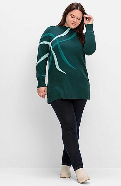 Sheego Strickpullover Stehkragenpullover Langarm Intarsien, Feinstrick mit günstig online kaufen