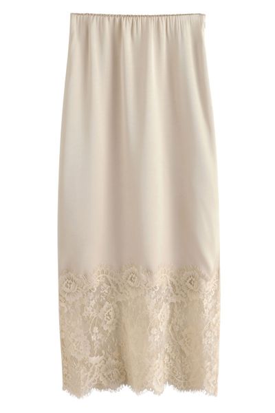 Next Midirock Satin-Midirock mit Spitzenbesatz (1-tlg) günstig online kaufen