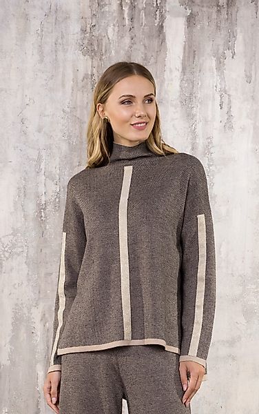 Passioni Strickpullover mit Stehkragen und kontrastierenden günstig online kaufen