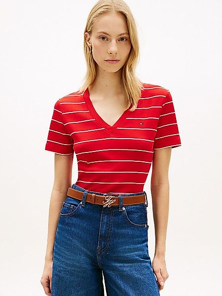 Tommy Hilfiger T-Shirt SLIM CODY V-NECK SHORT SLEEVE aus Baumwolle, Logosti günstig online kaufen