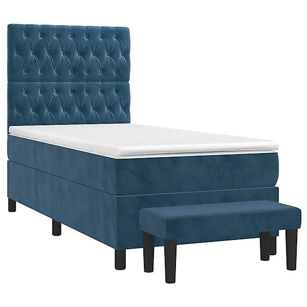 vidaXL Boxspringbett mit Matratze Dunkelblau 90x190 cm Samt 3137999 günstig online kaufen