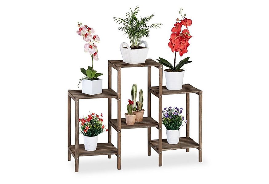 relaxdays Blumenständer Braunes Blumenregal aus Holz, M günstig online kaufen