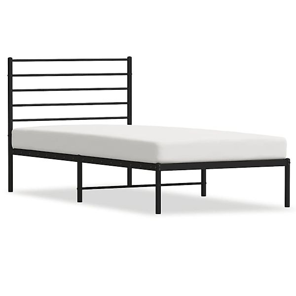 vidaXL Bettgestell, Bettrahmen mit Kopfteil Metall Schwarz 80x200 cm günstig online kaufen