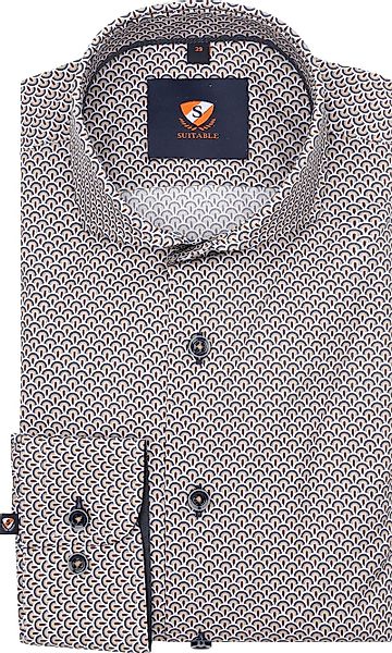 Suitable Hemd Twill Druck Beige - Größe 38 günstig online kaufen
