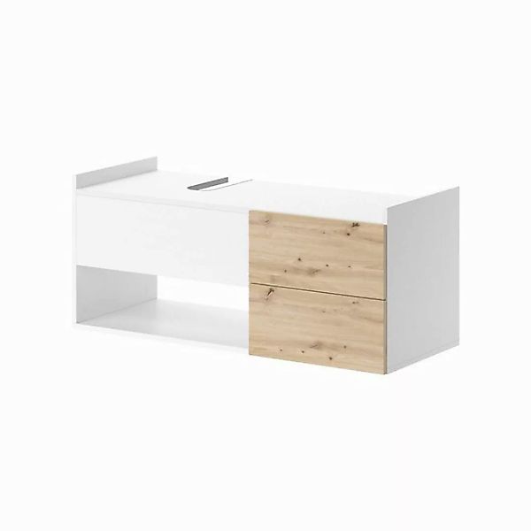 Vicco Waschbeckenunterschrank Alf, Weiß/Eiche, 105 x 45 cm mit 2 Schubladen günstig online kaufen