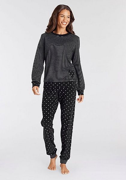 Vivance Dreams Pyjama (2 tlg) aus weichem Frottée mit Streifen und Herzen günstig online kaufen