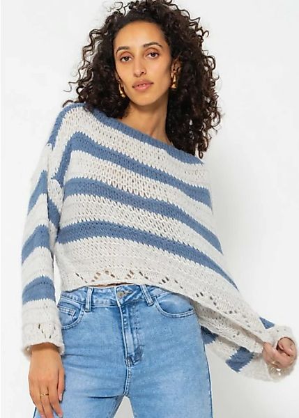 SASSYCLASSY Streifenpullover Oversize Pullover mit Streifen Grobstrickpullo günstig online kaufen