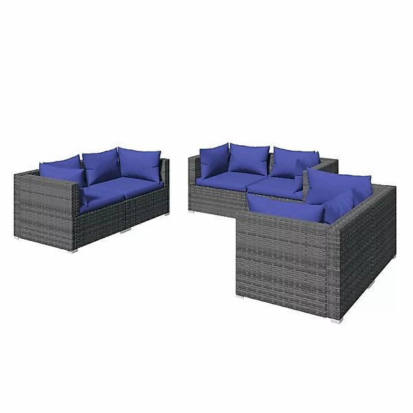 Vidaxl 6-tlg. Garten-lounge-set Mit Kissen Poly Rattan Grau günstig online kaufen