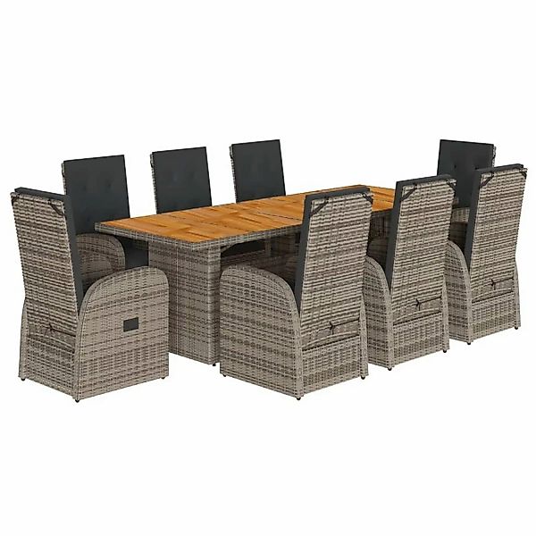 vidaXL 9-tlg Garten-Essgruppe mit Kissen Grau Poly Rattan Modell 71 günstig online kaufen