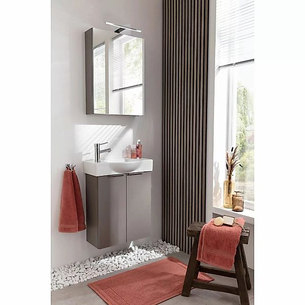 Fackelmann LED-Spiegelschrank SBC Links 50 cm x 68 cm x 15,3 cm Schwarz Mat günstig online kaufen