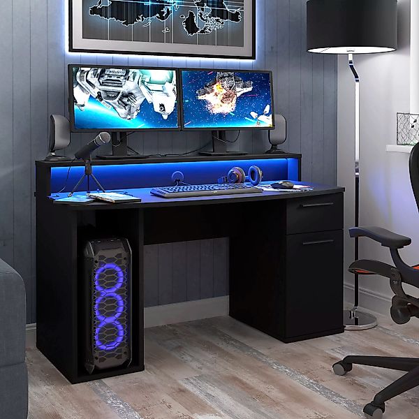 FORTE Gamingtisch "Ayo", mit LED-RGB Beleuchtung, moderner Schreibtisch, Br günstig online kaufen