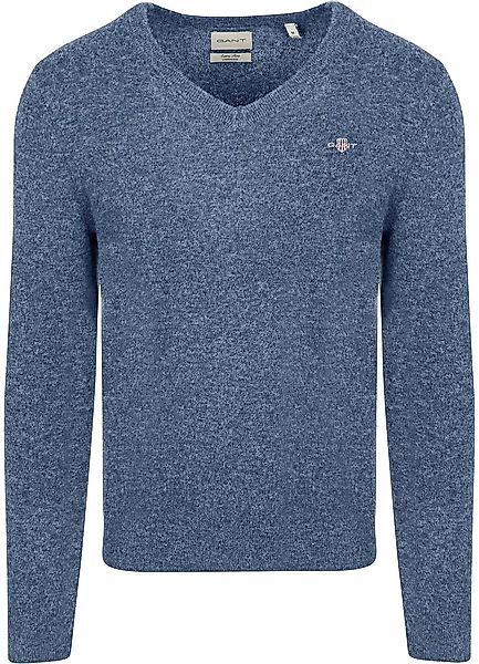 Gant Pullover V-Ausschnitt Wool Blend Blau - Größe XXL günstig online kaufen