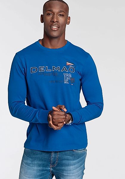 DELMAO Langarmshirt schmale Passform, bedruckt, Rundhalsausschnitt, aus Bau günstig online kaufen