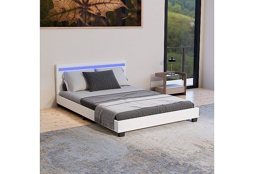 Juskys Polsterbett Paris, 140x200 cm, bunte LED-Beleuchtung, Kunstleder, we günstig online kaufen