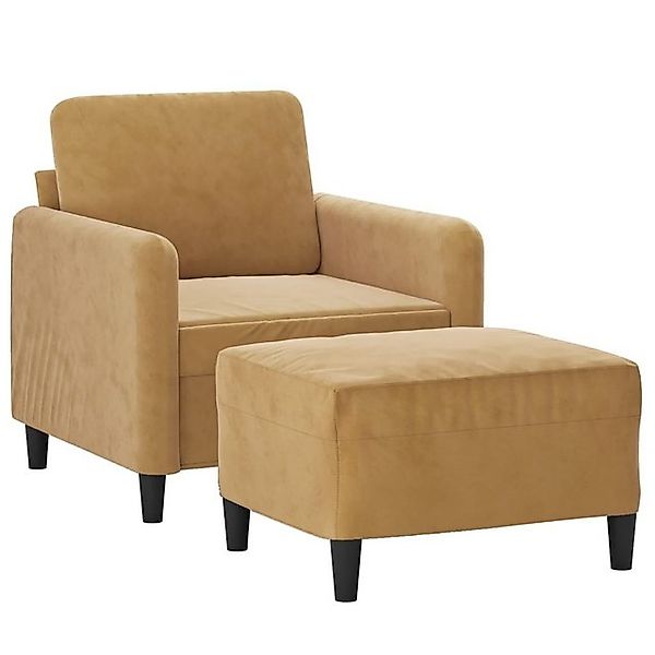 vidaXL Sofa Sessel mit Hocker Braun 60 cm Samt günstig online kaufen
