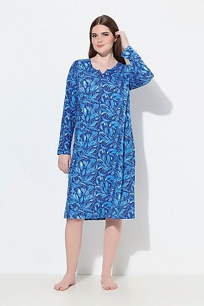 Ulla Popken Nachthemd Nachthemd Tunika-Ausschnitt Langarm Biobaumwolle günstig online kaufen