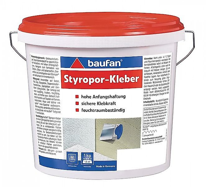 baufan® Dispersionskleber Styroporkleber Lösungsmittelfreier Klebstoff Spez günstig online kaufen