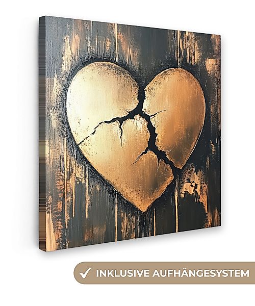 OneMillionCanvasses® Leinwandbild Gebrochenes Herz - Gold günstig online kaufen