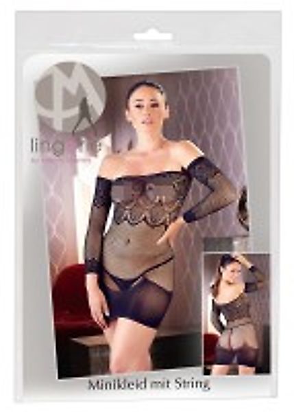 Mandy Mystery Lingerie Minikleid Schulterfreies Netz-Kleid - schwarz günstig online kaufen