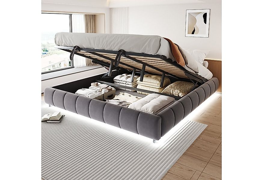 STILVORA Polsterbett 180x200 Doppelbett mit LED&Stauraum,Jugendbett mit Lat günstig online kaufen