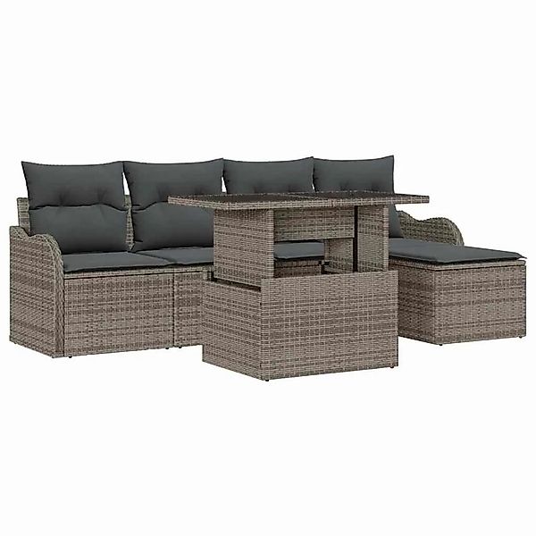 vidaXL Gartensofa-Set mit Kissen 6 Stk Grau Polyrattan 3357182 günstig online kaufen