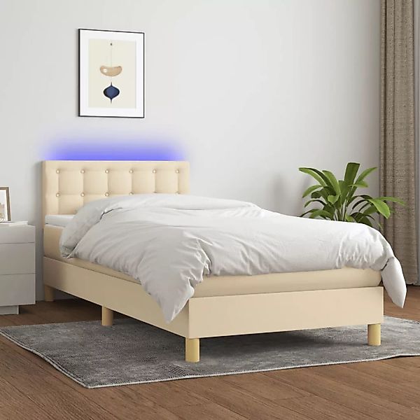 Vidaxl Boxspringbett Mit Matratze & Led Dunkelgrau 90x200 Cm Stoff günstig online kaufen