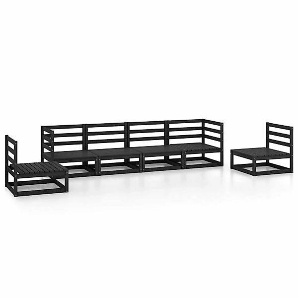 vidaXL 6-tlg Garten-Lounge-Set Schwarz Massivholz Kiefer Modell 5 günstig online kaufen