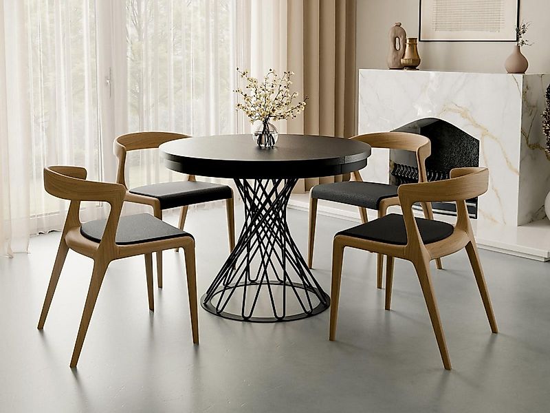 Compleo Esstisch Küchentisch, Runder Esszimmertisch 100-140, Metallbeine LU günstig online kaufen