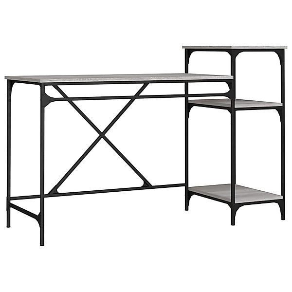 vidaXL Schreibtisch mit Regal Grau Sonoma 135x50x90 cm Holzwerkstoff 826712 günstig online kaufen