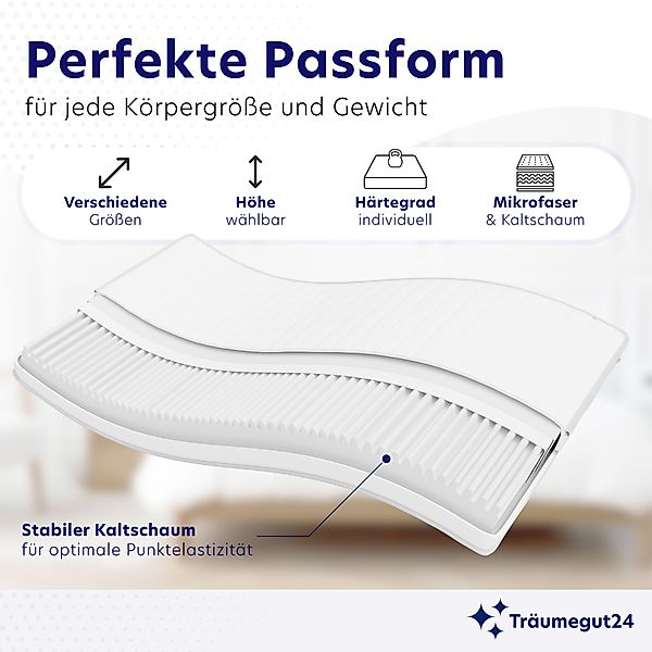 Kaltschaummatratze AquaFlex - 7-Zonen Wendematratze mit zwei Liegeseiten H3 günstig online kaufen