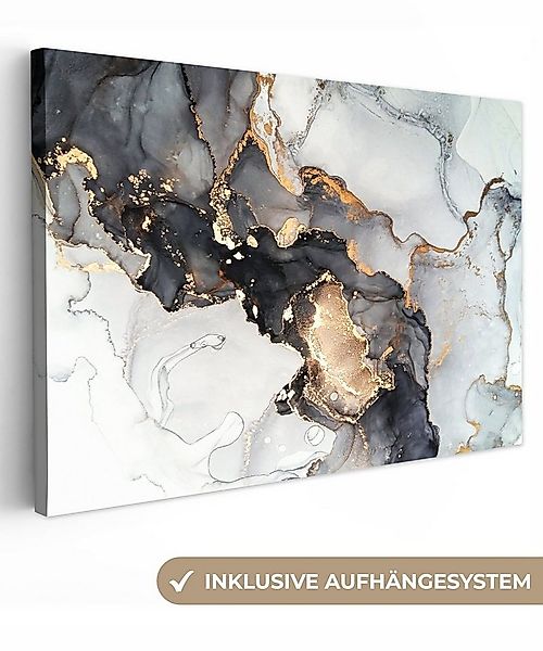 OneMillionCanvasses® Leinwandbild Marmor - Schwarz - Weiß - Gold - Luxus - günstig online kaufen