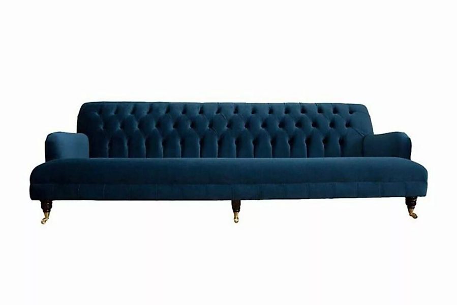 JVmoebel Sofa Chesterfield Sofa Design Luxus Couch Blau Sofa 4 Sitzer Stoff günstig online kaufen