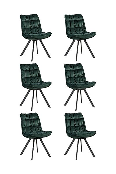 Home4You Polsterstuhl, 6er Set, Grün, Samt, günstig online kaufen