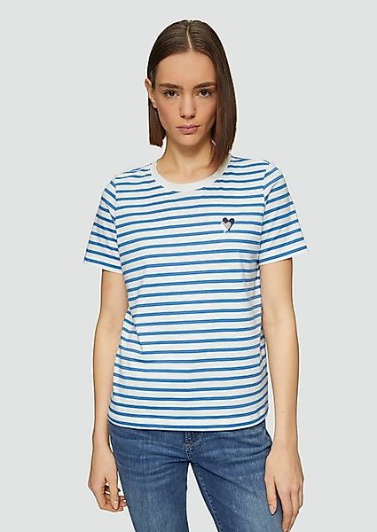s.Oliver Kurzarmshirt Gestreiftes T-Shirt im Relaxed Fit mit Herz-Stickerei günstig online kaufen