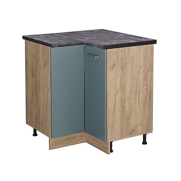 Vicco Eckunterschrank R-Line Blau-Grau/Goldkraft Eiche 76 cm AP Anthrazit günstig online kaufen