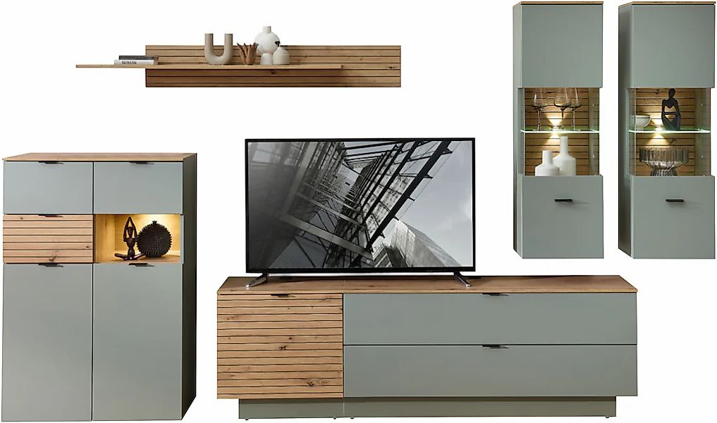 Innostyle Wohnwand "Ina Wohnwand, 340x200x44 cm (B/H/T)" 6 Stk. tlg. günstig online kaufen