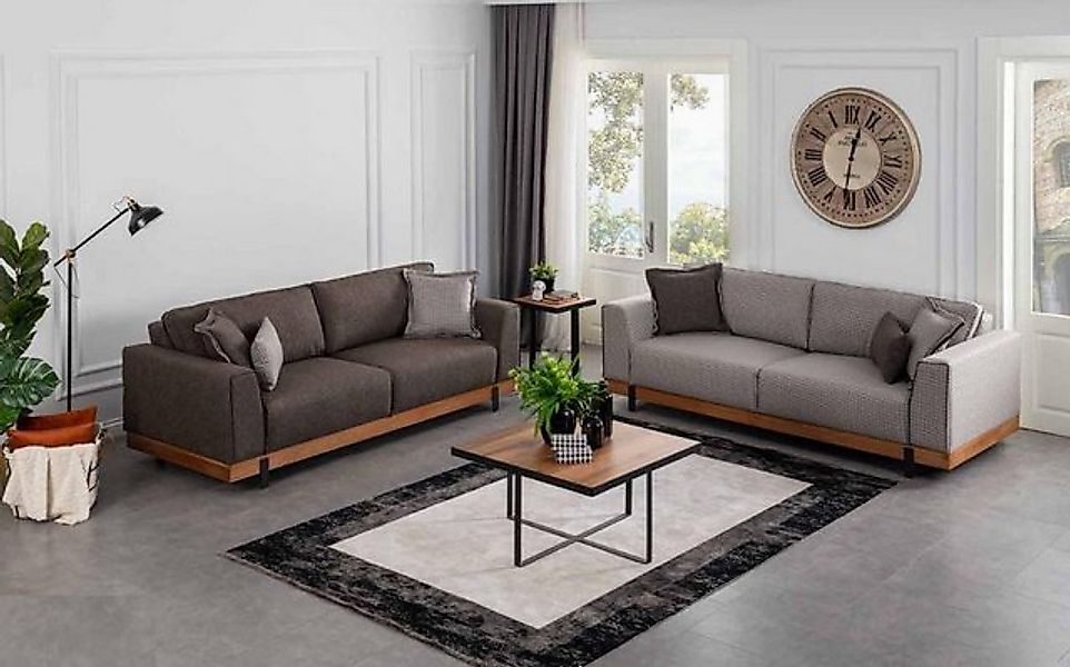 Xlmoebel Sofa Hochwertiges Sofaset in Braun, bestehend aus einem 3-Sitzer u günstig online kaufen