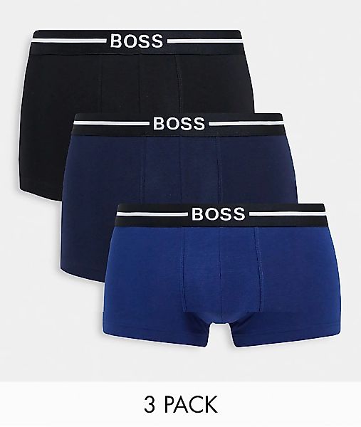 BOSS – 3er-Pack Unterhosen in Schwarz/Grau/Navy (Bio-Baumwolle)-Bunt günstig online kaufen