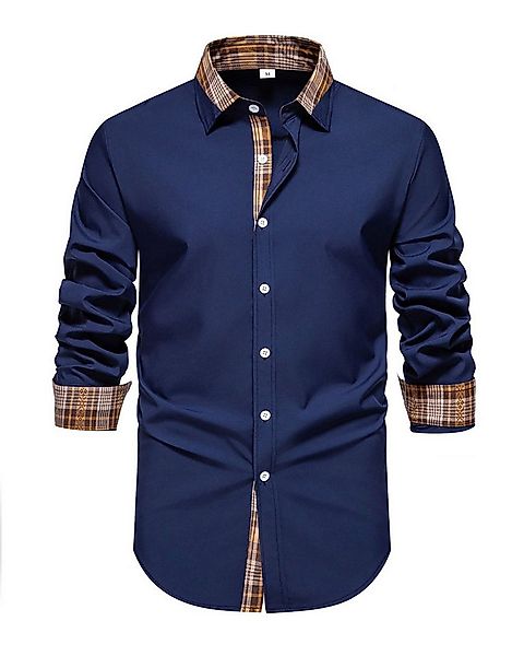 Allthemen Langarmhemd mit Karo-Kontrastdetails lässiges Freizeithemd günstig online kaufen