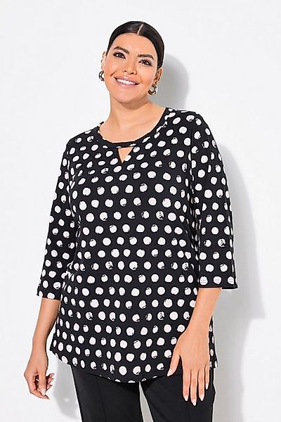 Ulla Popken T-Shirt Shirt Tupfen Classic Rundhals 3/4-Arm günstig online kaufen