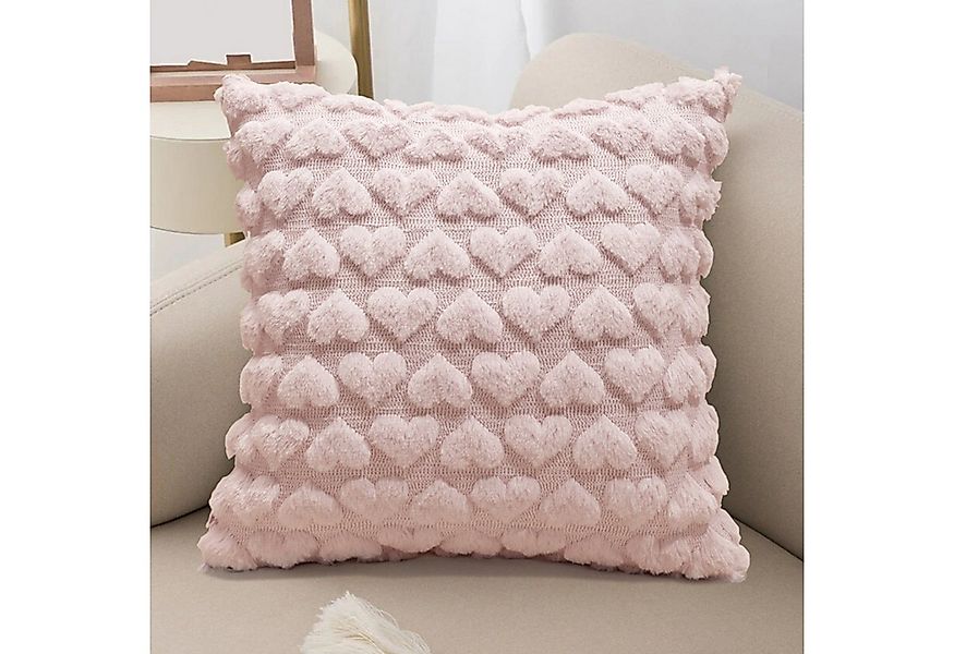 BYSURE Kissenbezüge, (2 Stück), 3D Herz-Pompon Samt Kissenbezug günstig online kaufen