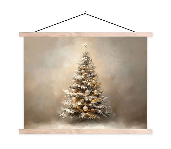 MuchoWow Poster Weihnachten - Weihnachtsbaum - Schnee - Kunst, (1 St), Post günstig online kaufen