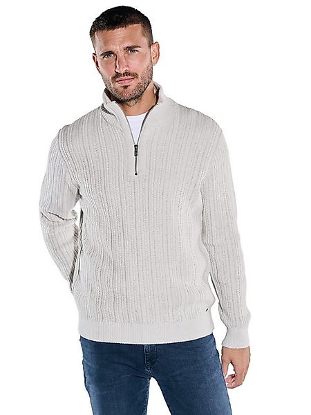 emilio adani Stehkragenpullover Herren Pullover mit Troyerkragen, Hellgrau günstig online kaufen