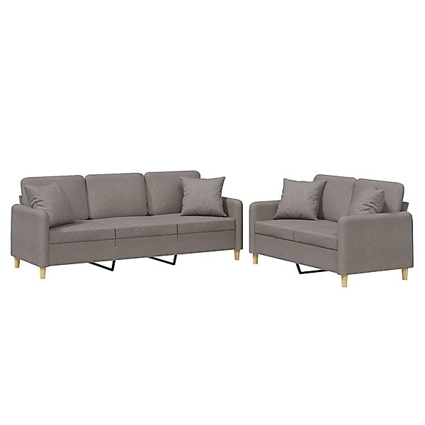 vidaXL 2-Tlg Sofagarnitur mit Kissen Taupe Stoff 3202141 günstig online kaufen