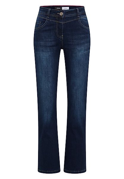 CECIL Gerade Jeans CECIL dunkelblaue Bootcut Jeans Slim Fit mit High Waist günstig online kaufen