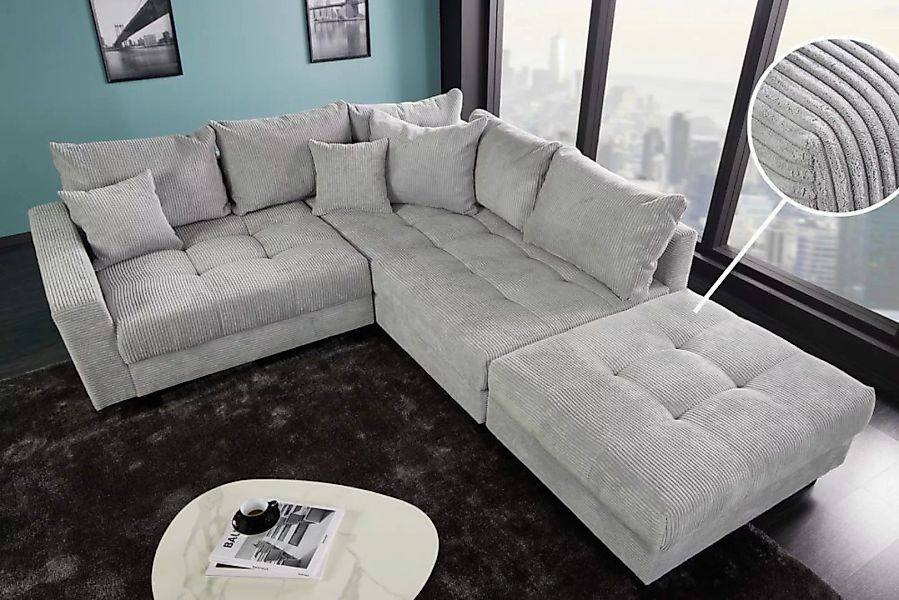 riess-ambiente Ecksofa KENT 220cm hellgrau / günstig online kaufen
