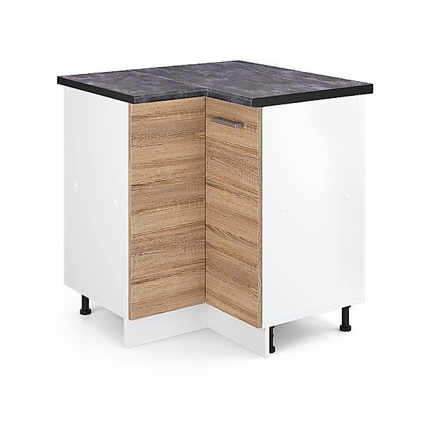Vicco Eckunterschrank R-Line Küchen Eckschrank Sonoma/Weiß 76 cm AP Anthraz günstig online kaufen